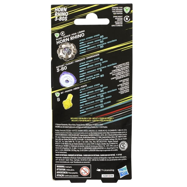 Beyblade X Horn Rhino 3-80S Top Booster Pack Set - Walmart.ca