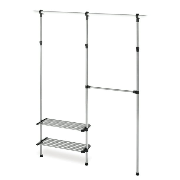 Whitmor 2 Shelf , 2 Rod Closet System , Adjustable Steel Closet Organizer, 10" x 50.45" x 61