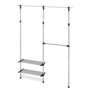 Whitmor 2 Shelf, 2 Rod Closet System, Adjustable Steel Closet Organizer, 10" x 50.45" x 61", Silver/Black, Adult Use