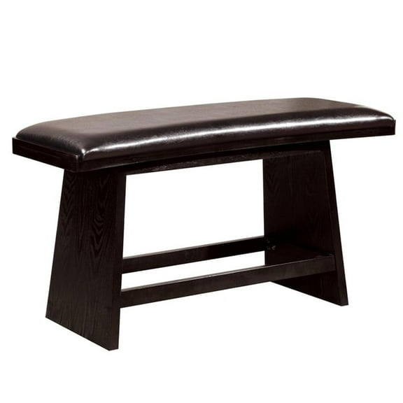 Furniture of America Omura Faux Leather Padded Dining Bench in Black