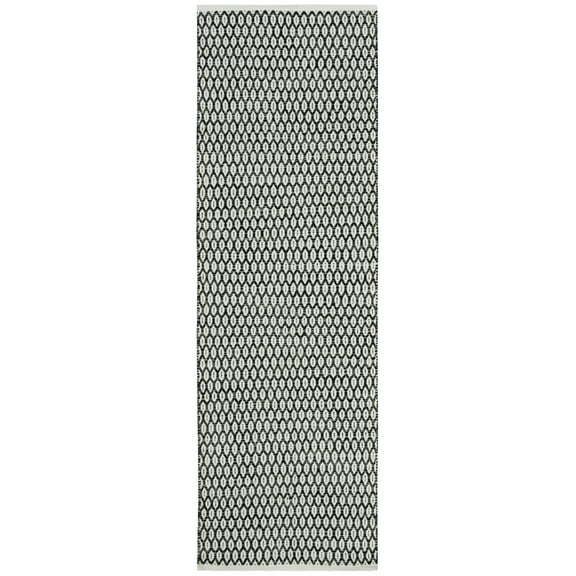SAFAVIEH Montauk Crystal Geometric Cotton Runner Rug, Black/Ivory, 2'3" x 11'