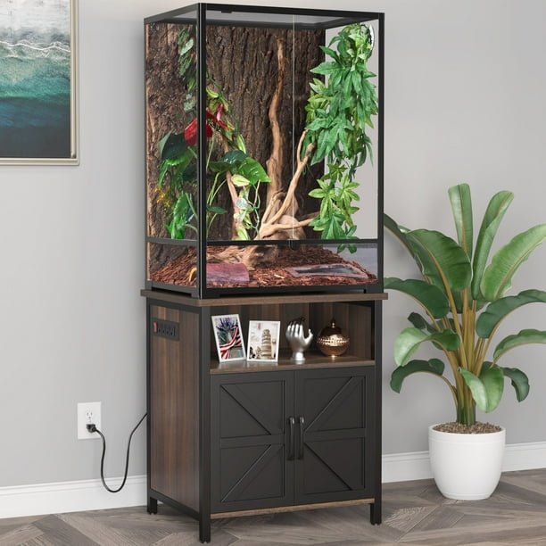 GDLF Terrarium Reptile Tank Stand with Power Outlets for 24