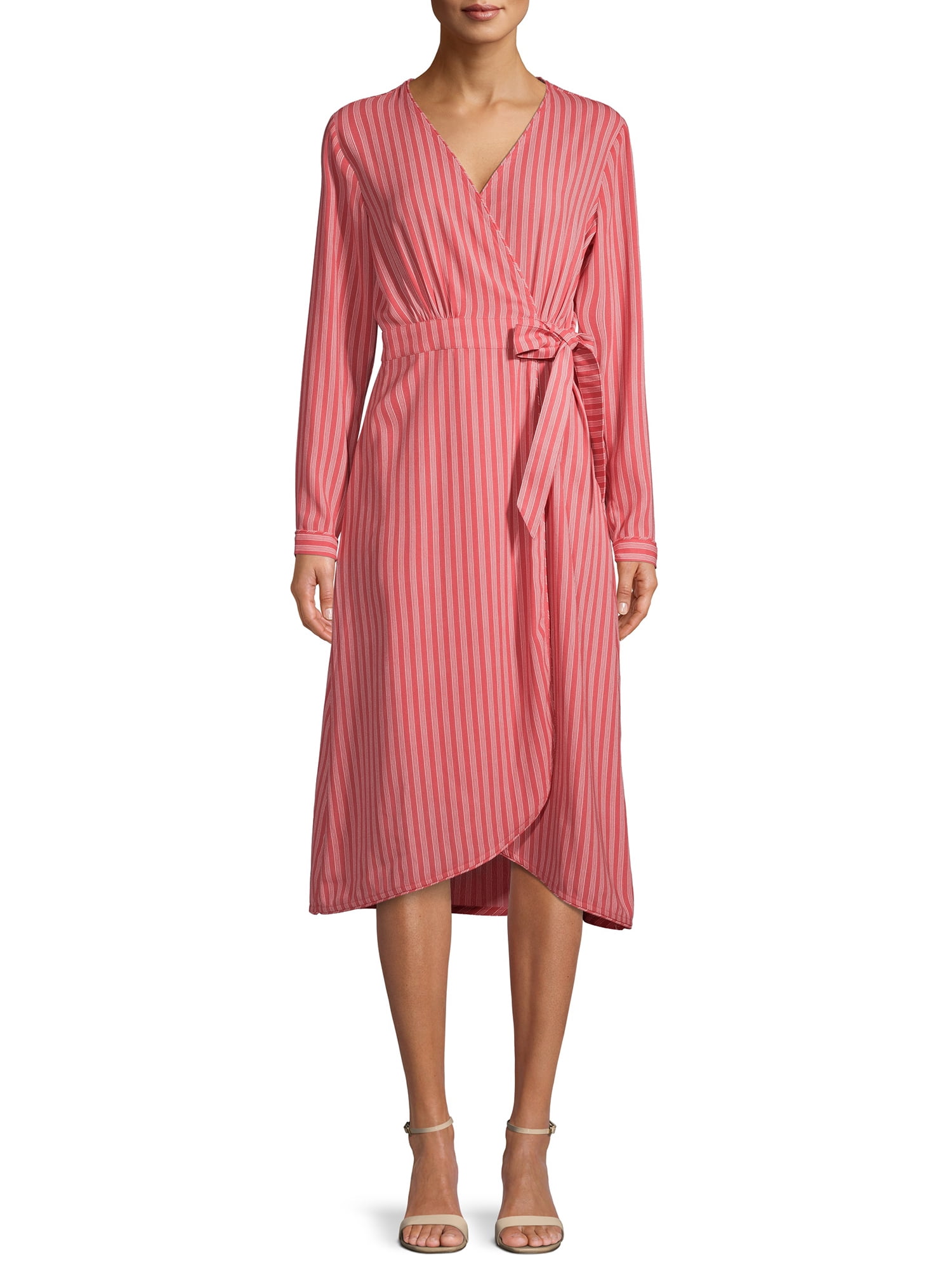 Tru Women's Long Sleeve Faux Wrap Dress 