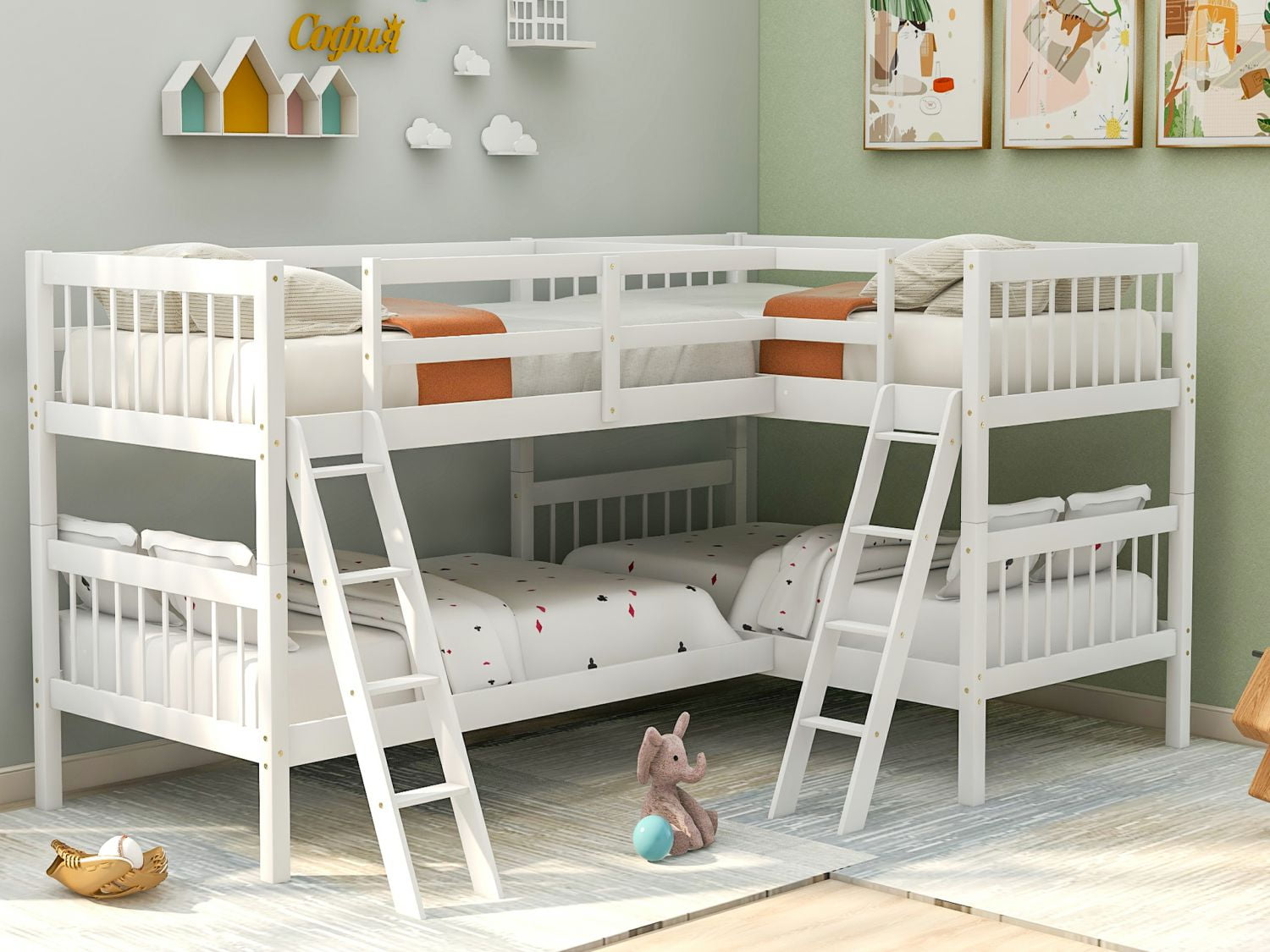 Twin Over Bunk Bed Full, Twin Over Full L Shaped Bunk Bed