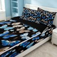 thumbnail image 2 of Erosebridal Cute Butterfly Zipper Queen Comforter Set with Fitted Sheet and 2 Pillowcases, Kawaii Animal Zipper Bedding Set, Black Reversible, Navy Blue, Black Reversible, 2 of 7