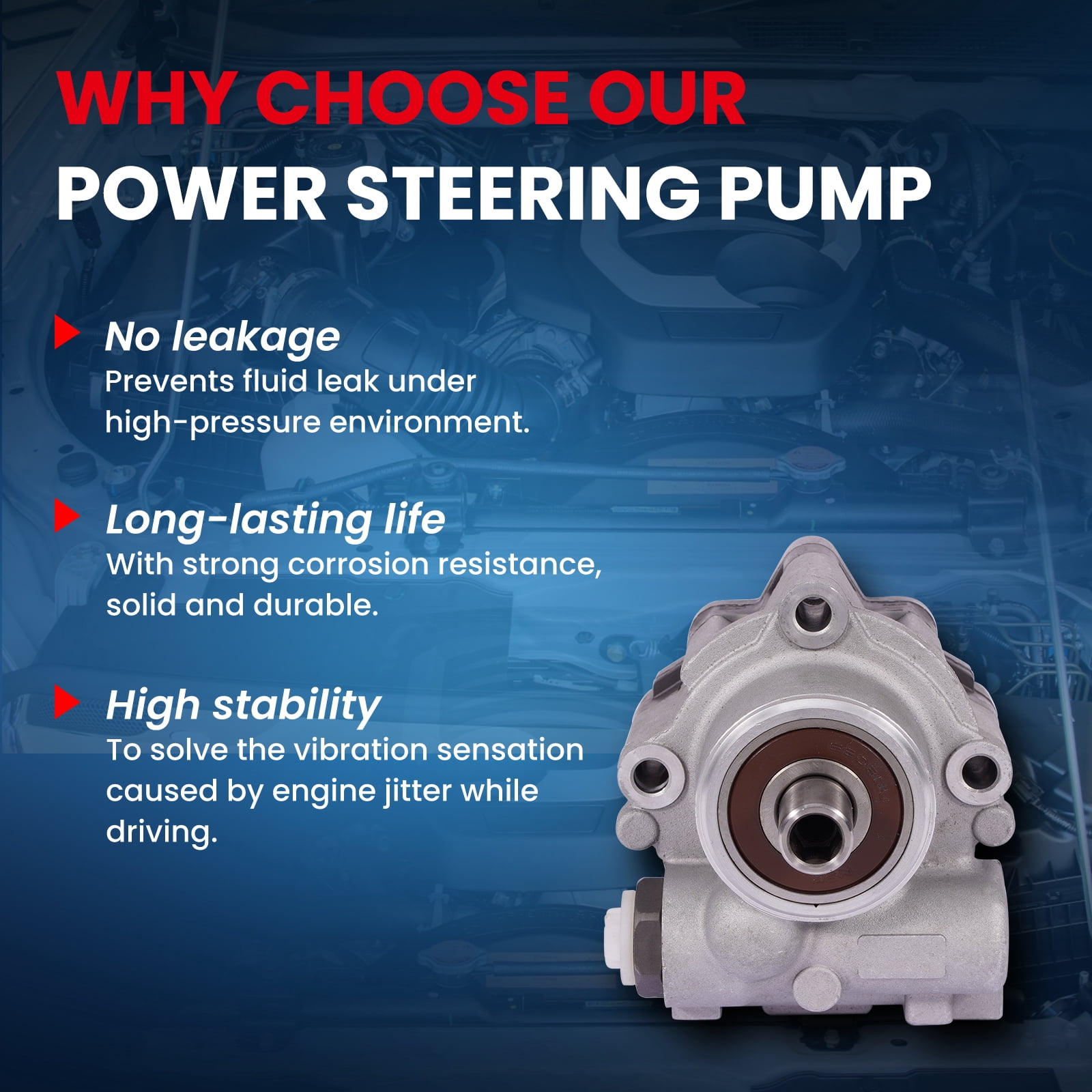 MOCA AUTOPARTS Power Steering Pump Fit for 2002-2008 Dodge Ram 1500 3.7L 4.7L 5.7L