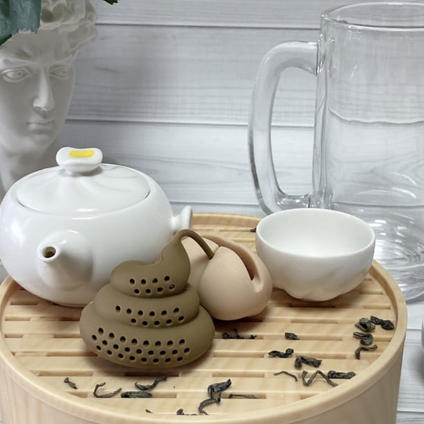 5 coladores de té con forma de caca, divertidos filtros de silicona para especias herbales e infusores de hojas de té