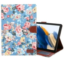 Allytech Case for Samsung Galaxy Tab A8 10.5" SM-X200 X205 X207 - Flower Design Slim PU Leather Kickstand Shockproof Full Protection Auto Sleep Wake Magnetic Closure Case Cover for Samsung Galaxy A8