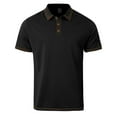 thumbnail image 4 of MIXUE Polo Shirts For Men Summer Line Solid Color Lapel Button Down Short Sleeve Fashion Casual Comfortable Breathable Tee Shirts Activewear,Black,XXL, 4 of 4