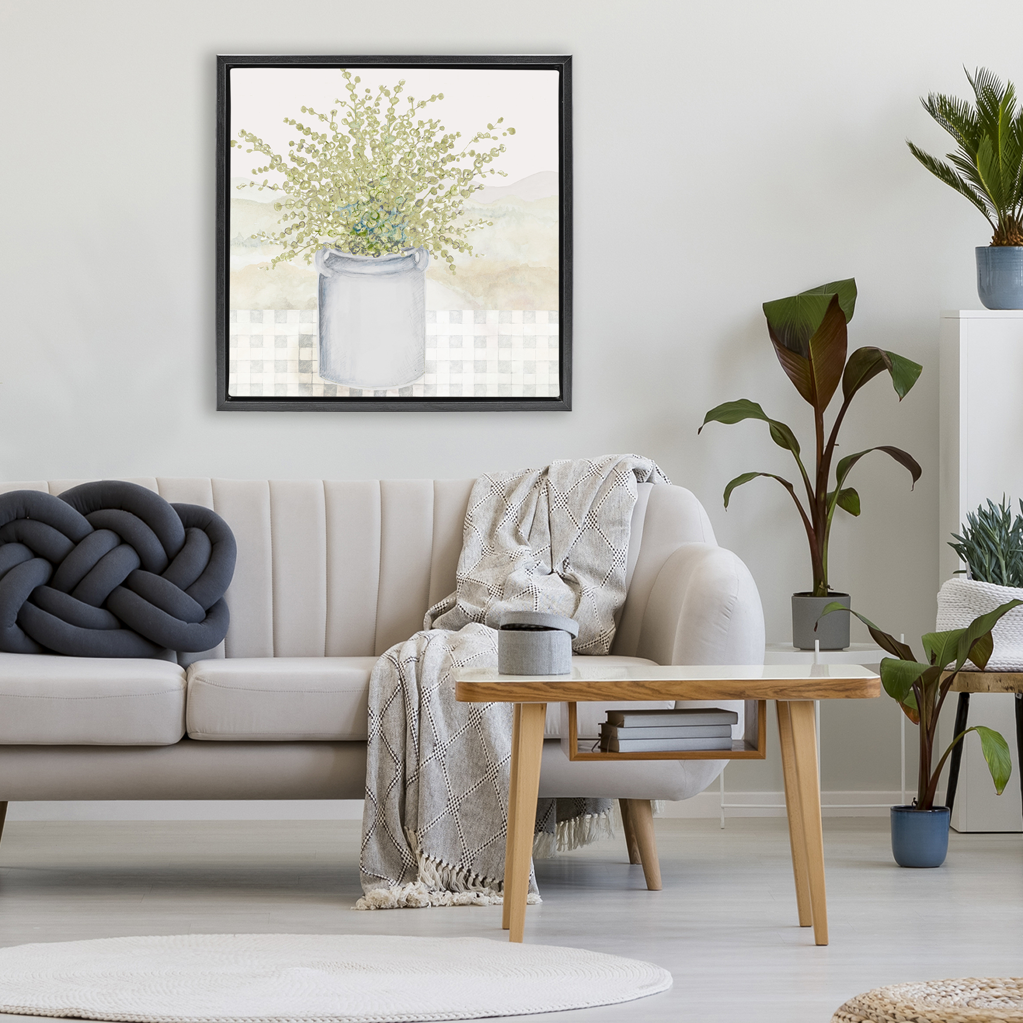 Stupell Industries Potted Farm Herbs Black Framed Floater Canvas Wall Art, design by Janice Gaynor