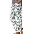 thumbnail image 2 of Gray Women's Casual Pants, Women'S Retro Printed Loose Pocket Patchwork Casual Cotton And Linen Pants,Women's Casual Pants 4XL, 2 of 5
