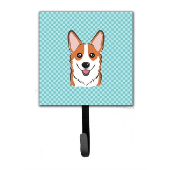 Carolines Treasures BB1192SH4 Checkerboard Blue Corgi Leash & Key Holder