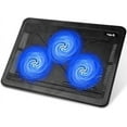 thumbnail image 2 of HV-F2056 15.6"-17" Laptop Cooler Cooling Pad - Slim Portable USB Powered (3 Fans), Black/Blue, 2 of 9