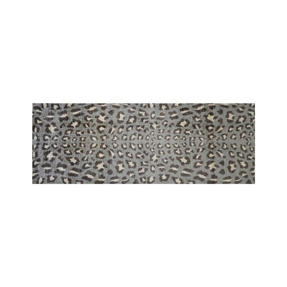 2' x 6' Gray and Brown Cheetah Washable Runner Rug
