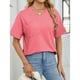 thumbnail image 4 of Camiseta de Manga Corta de Bolsillo de Cuello en V de Color Sólido, con Detalle Del Doblado de la Hendidura para el Uso Diario Y de Ocio, 4 of 8