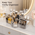thumbnail image 7 of ABPETE Rotating Makeup Organizer, Clear Large Makeup Brush Holder with Vintage Striped Cosmetic Storage Organizer for Bathroom Countertop Dresser Vanity, 7 of 7