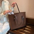 thumbnail image 4 of Bolso tote de color sólido con asa de PU para mujer Bolso con asa superior de gran capacidad (café) Tmvgtek Para estrenar, 4 of 9