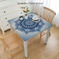 thumbnail image 2 of BANET Square Tablecloth, Blue Geometric Square Table Cover, Waterproof Wipe-Clean Oil-Proof Wrinkle Free Polyester Table Protection for Kitchen Home Picnic Party Camping White, 2 of 7
