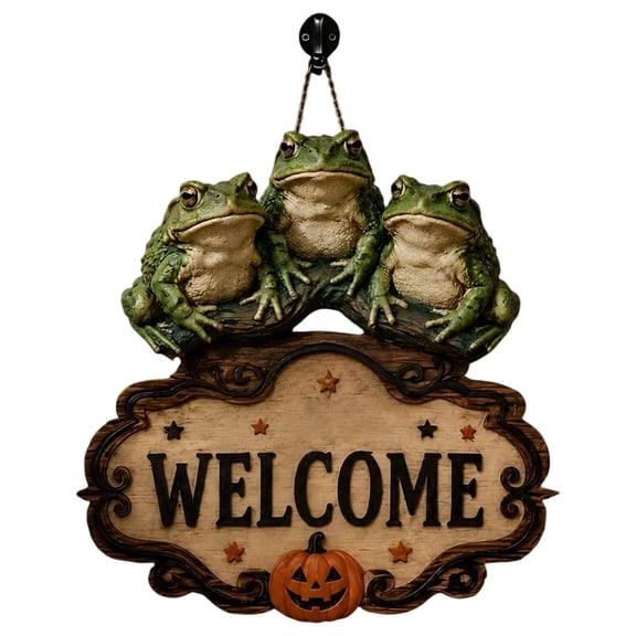 2026 Halloween Party Supplies Halloween Witch Welcome Sign Wall Hanging Decor Vintage Flying Witch On Wooden Door Hanger With Pumpkin Star Halloween Front Door