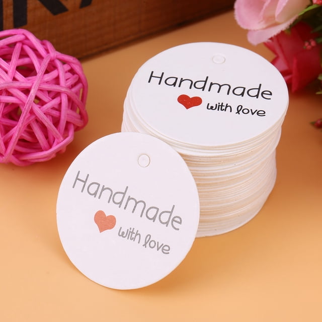 100 piezas de etiquetas colgantes blancas hechas a mano para regalos de boda, etiquetas para postres, etiquetas para precios de joyería n.º 4