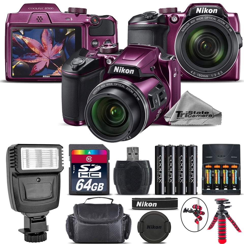 Nikon COOLPIX B500 Digital Camera (Plum) - Kit C
