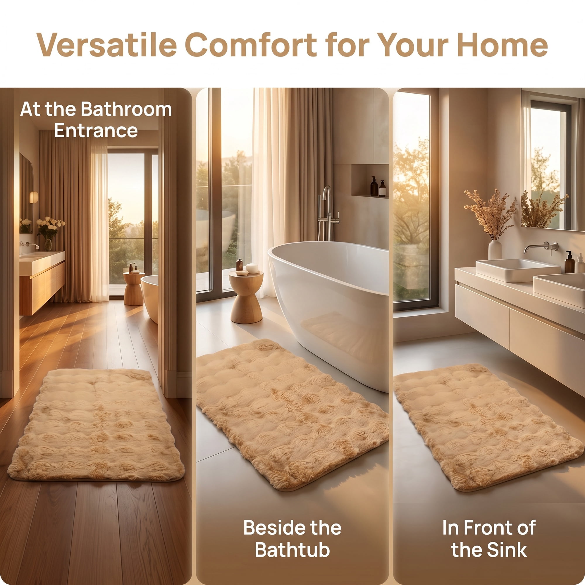 Unique Bargains Soft Absorbent Microfiber Non-Slip Washable Bathroom Rug Khaki 32" x 20"
