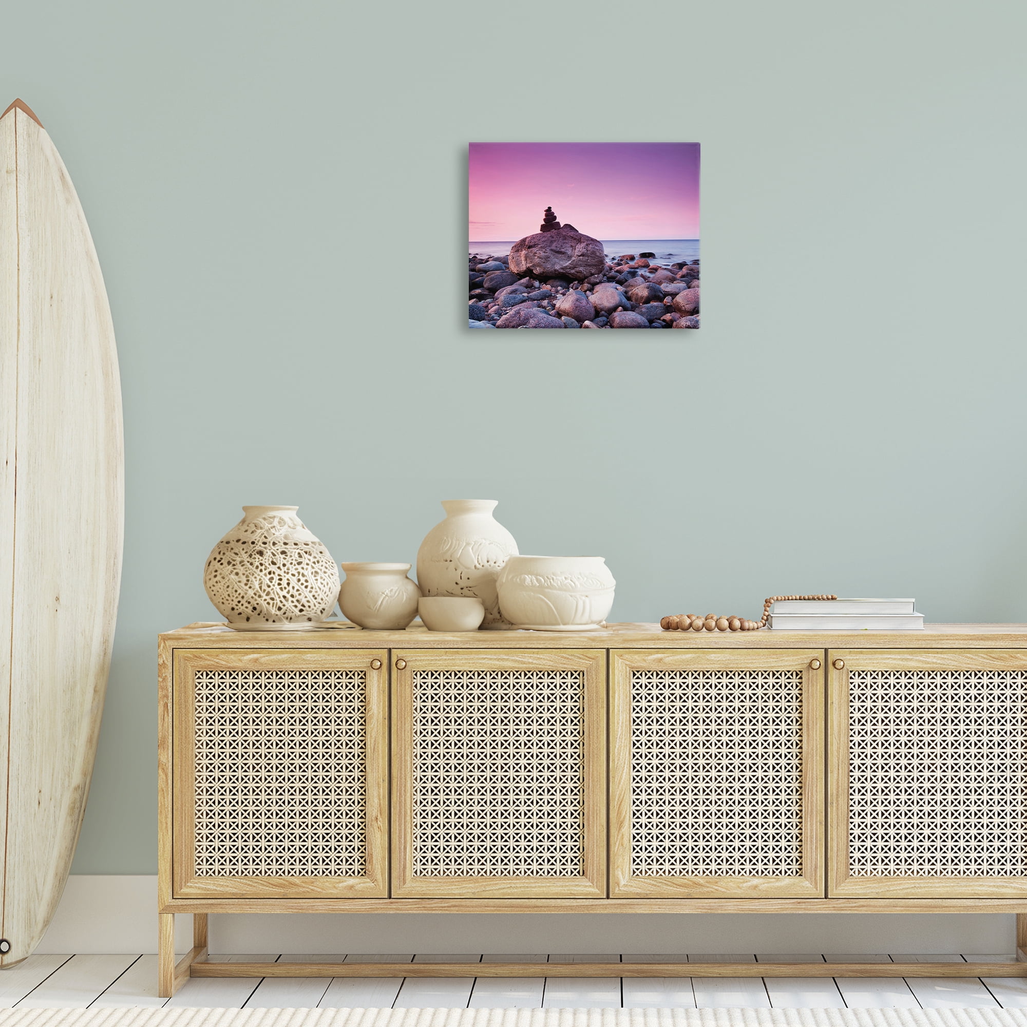 Stupell Industries Stacked Rocks on Shore Nautical & Beach Photography Wrapped Canvas Art Print Wall Art, 20 x 16