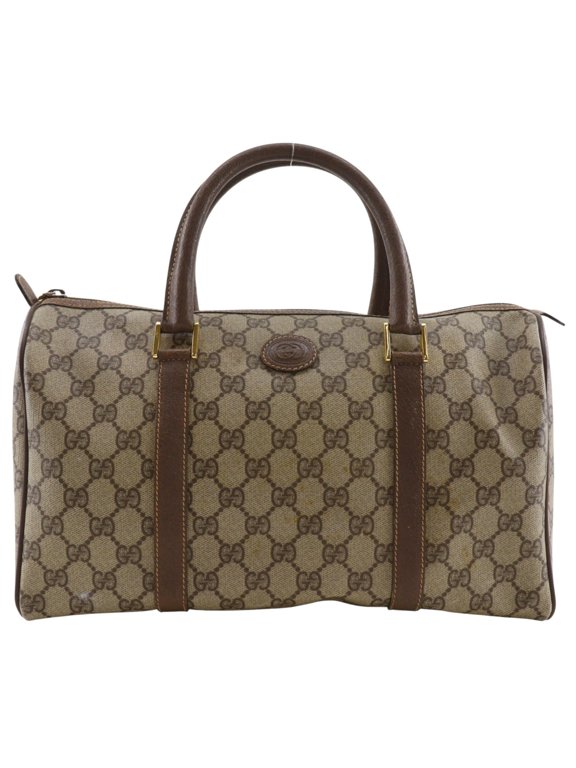 Pre-Owned Gucci Old Handbag Mini Boston GG Supreme Canvas Brown A5 Unisex