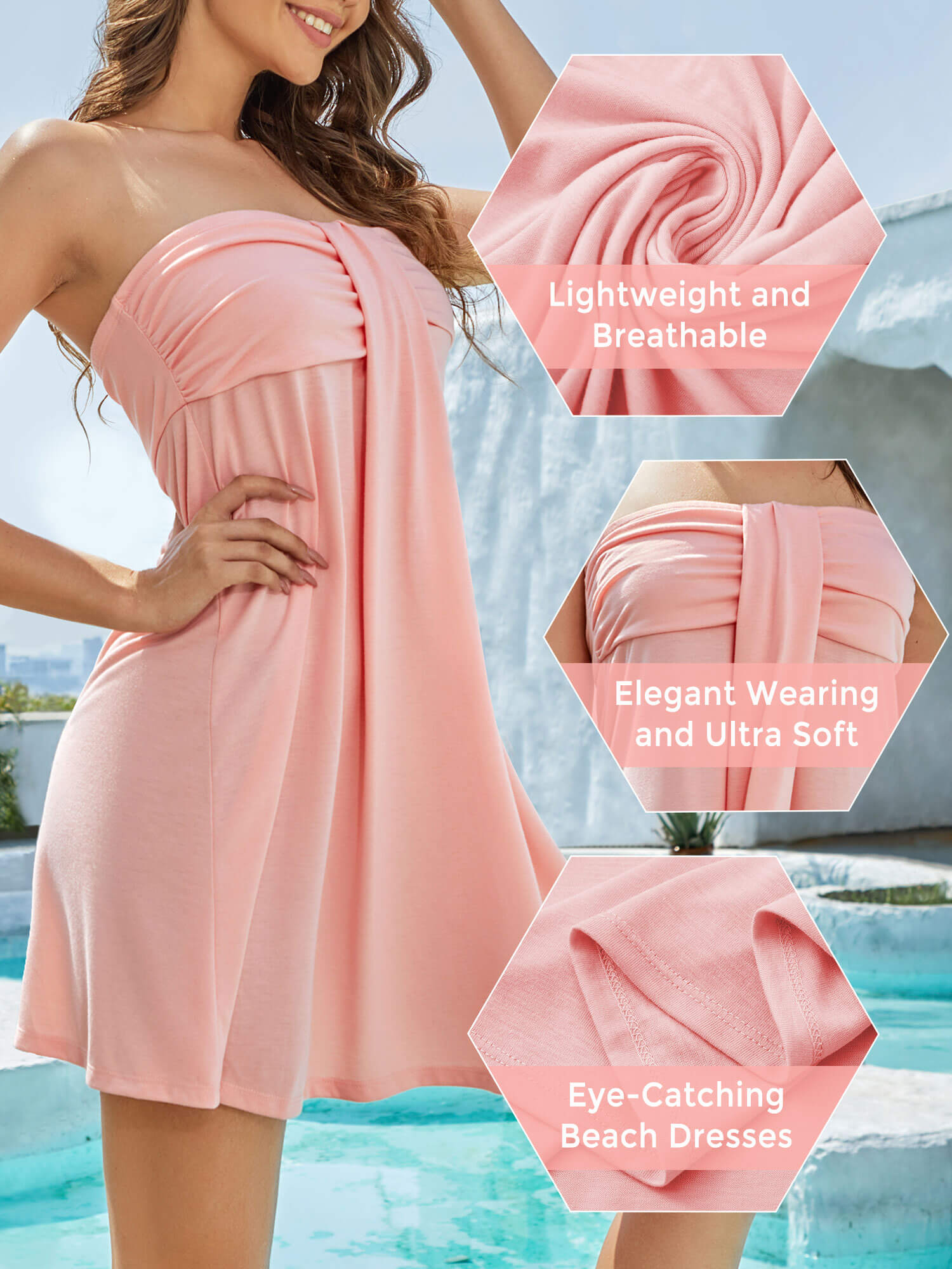 As Rose Rich Women's Strapless Dress Beach Cover up Tube Top Dresses, L - image 3 of 9