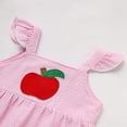 thumbnail image 5 of ZEHJUHAN Baby Girl Outfit Apple Applique Dress & Shorts Set Ruffle Sleeves Summer of School Outdoor Activities Pink，2-3Y, 5 of 7
