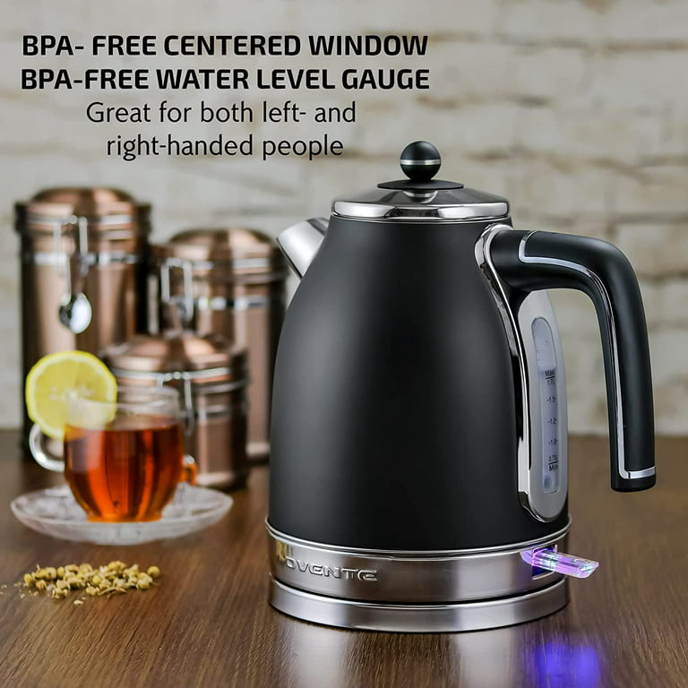 Ovente Electric Stainless Steel Hot Water Kettle 1.7 Liter with 5  Temperature Control & Concealed Heating Element, BPA-Free 1100 Watt Tea  Maker with Auto Shut-Off and Keep Warm Setting, Red KS89R 