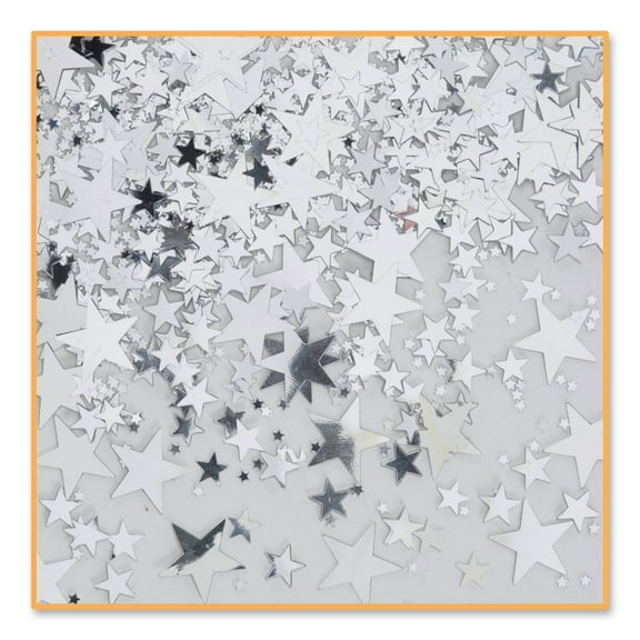 Beistle Pack of 6 Metallic Silver Star Celebration Confetti Bags 0.5 oz.
