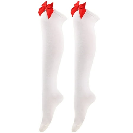

Womens Long Socks Bowknot Pure Color Socks Thigh High Socks Over The Knee Socks Festival Christmas Tights Girls