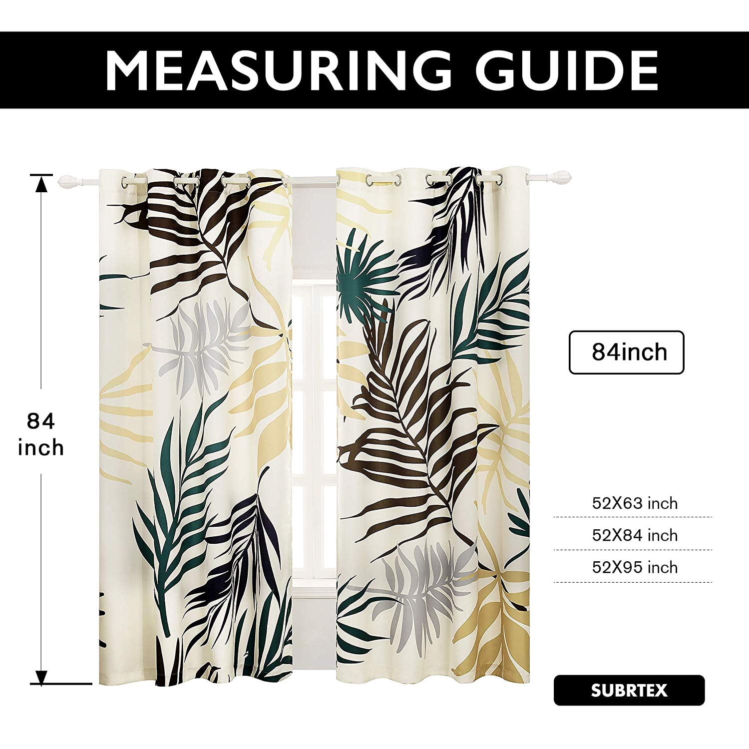 Subrtex Spring Leaves Printed Blackout Thermal Insulated Bedroom/Living Dining Room Grommet Top Curtains for Home and Office