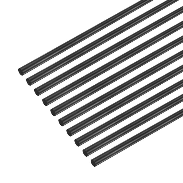 Uxcell 10-Pack Varillas de Fibra de Carbono, Longitud de 200mm Diámetro de 3mm Varilla Sólida de Fibra de Carbono Mate