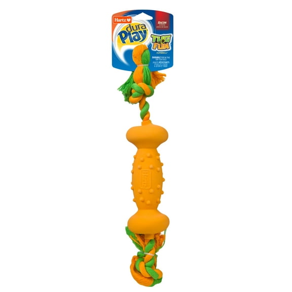 Hartz Dura Play Tug of Fun Dumbbell Bacon Scented Dog Toy, Nylon, 1ct