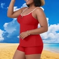 thumbnail image 2 of Aboser Push Up Tankini Bathing Suits for Women Plus Size Beach Swimsuits Flowy Swim Dress with Shorts Tankini Sets 2 Piece Tummy Control Beachwear Red XXXXL, 2 of 8