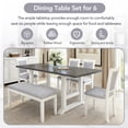 thumbnail image 4 of Harper & Bright Designs Extendable Dining Table Set for 6, Wood Rectangle Kitchen Table Set with Removable Leaf and Trestle Legs and 4 Upholstered Chair and Bench, White+gray, 4 of 13