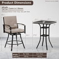 thumbnail image 2 of Demi Bonn 3 Pieces Patio Swivel Bar Set with Soft Cushions and Umbrella Hole, Outdoor Bistro Sets Accent Furniture for Yard, Garden, Brown, 2 of 8