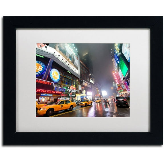 Trademark Fine Art "42nd. Street" Canvas Art by David Ayash White Matte, Black Frame