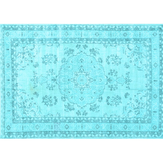 Ahgly Company Indoor Rectangle Persian Light Blue Traditional Area Rugs, 4' x 6'