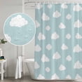 thumbnail image 4 of White Clouds Pattern Shower Curtain Set with Hooks, Sky Blue Waterproof Fabric Bathroom Curtains Decor Home Accessories,72X 96 Inch Extra Long, 4 of 9