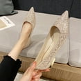 thumbnail image 4 of 2 Pcs Chaussures en Cuir Résistantes à l'Usure pour Femmes Chaussures de Mariage Plates en Fibre à Sequins Confortables pour Femmes champagne 37, 4 of 9