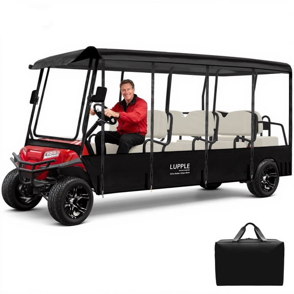 LUPPLE 8 Passenger Universal Golf Cart Enclosure for Long Roof Club Car, EZGO, Yamaha