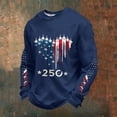 thumbnail image 2 of Wuxian Graphic Tshirts For Men Independence Day Long Sleeve T Shirt Blouse Casual Summer Blouse Crew Neck USA Years Letter Striped Stars Print Celebrate America'S 250Th Anniversary Top Tees ,Navy,XXL, 2 of 3