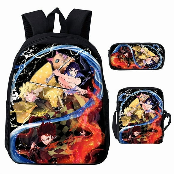 3D Demon Slayer Backpack Cartoon Backpack Three-Piece Printing