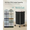 thumbnail image 4 of 18.5Gal Laundry Hamper with Wheels Round Rolling Laundry Sorter Laundry Cart with Removable Bag for Laundry Room Black and Silver, 4 of 7