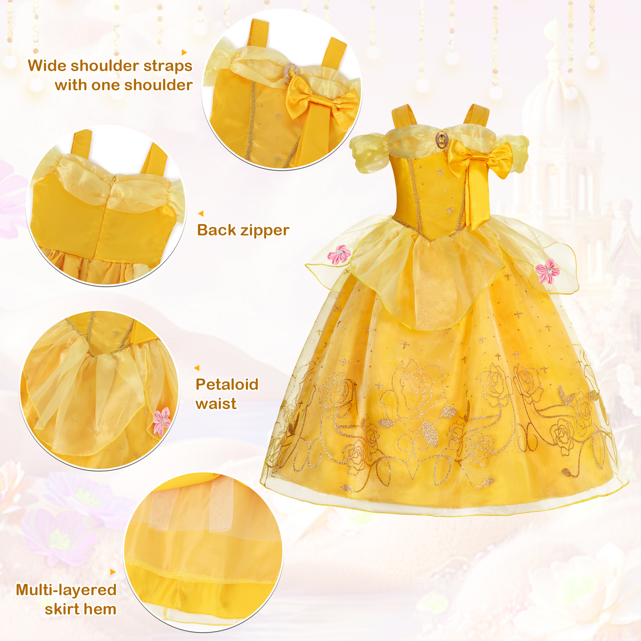 Jurebecia Princess Dress with Accessories, Yellow photo 4