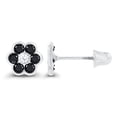 thumbnail image 2 of Decadence Solid 14K White Gold 1.75mm Natural Black Onyx December Birthstone Bezel Flower Screwback Earring, 2 of 5