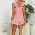 thumbnail image 4 of Sakmal Wide Leg Women Shorts Sets High Waisted 2 Piece Outfits Stretchy Pink Solid Ladies Shorts with Pockets, 4 of 7